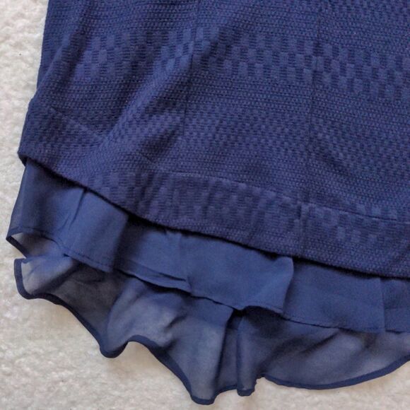 Anthropologie Deletta Top Navy Blue Keyhole Soledad Sheer Chiffon Lagenlook XS - Picture 5 of 6